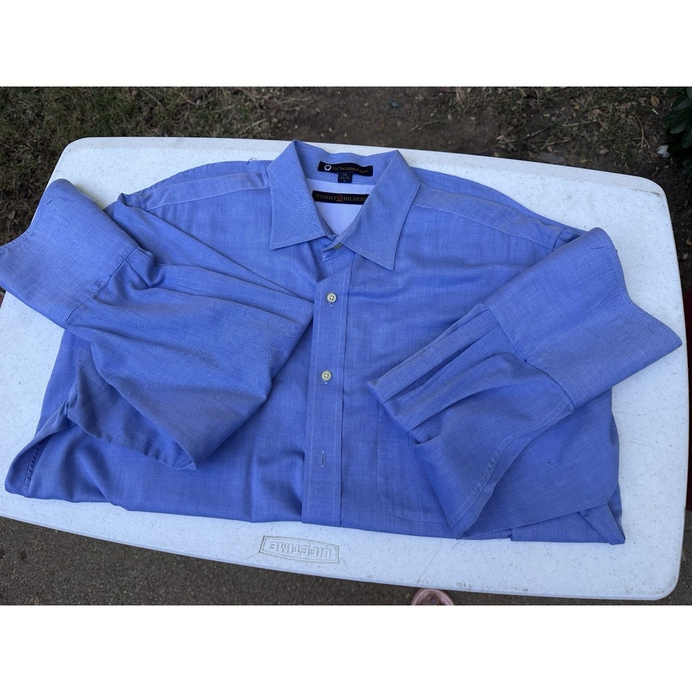 Tommy Hilfiger TLC The Lifetime Collar Men's Blue Button Down Size 16 32-33 L